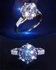 Yhamni Pure Solid Silver Rings Set Big 2 Carat Sona CZ Diamond Engagement Ring女性用XR0395458983のリアルシルバーウェディングリング