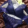 Atacado-2016 Novo Japonês Sexy Lace Lace Wrapped Peito Strap Colete Push Up Fino Bra 3 Breasted Não Rims Deep V Mulheres Underwear Sutiã Set