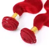 Rote menschliche Körperwellen-Haarverlängerungen, Klasse 8A, brasilianisches reines Haar, Bündel, 3 Stück/Lot, rot gefärbtes Haar