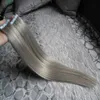 Gümüş Gri Saç Uzantıları Bant Saç Uzantıları Düz ​​100g 40 adet Gümüş Gri Bant Uzatma