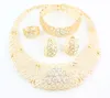 Set orecchini vintage con collana di fiori in cristallo cavo, set di bigiotteria da sposa africana Dubai placcato oro 18 carati per le donne