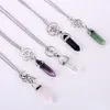 Fashion Star/Lotus Hexagonal Prism Necklaces Gemstone Rock Natural Crystal Quartz Healing Point Chakra Stone Long Charms Women Necklace