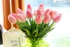 50pcs tulipanes de látex Artificial PU Flower Bouquet Real Touch Flores para la decoración del hogar Flores decorativas de boda 11 Opción de colores