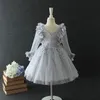 Robes en dentelle pour filles enfants broderie florale à manches longues princesse vêtements de fête enfants stéréo pétale tulle tutu robe robe de bal A007426871