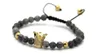 Bijoux nouveau Design 6mm, 10 pièces, pierre de sédiments de jaspe gris, couronne en or et platine tressée, perles CZ, Bracelets, cadeau, vente en gros