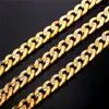 New New Two Tone Gold Chain For Men Jewelry With Stamp Trendy 18K Real Gold Plated 9MM 5 Size Curb Men Necklaces Gift N552