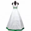 Abito da sposa vintage ricamato a colori con scollo all'americana Fabbrica personalizzata Crea una linea Lunghezza del pavimento Corsetto verde bianco Vestido de Noivas con Bu292k