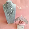 Romantisk Shining Beaded Rhinestone Bridal Tiara Halsband Örhängen Smycken Satser Pärlor Bröllop Tillbehör till Bröllopsafton Party LY057