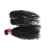 7A Remy Afro Kinky Curly Virgin Hair Lace Stängning eller mittdel med 3 buntar Brasilianska kinky lockigt mänskligt hår Huaman hår 1344738