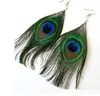 Peacock Feather Pierced Earrings National Style Real Animal Feather selling Fashion Earing Punk Feather Earrings Dangle