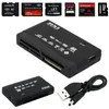 500pcs Universal Multi in 1 All in One Memory Card Reader USB External SD SDHC Mini Micro M2 MMC XD CF free shipping