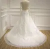 Applications en dentelle sans dos et robe de mariée à manches longues transparentes blanc / ivoire perlé de haute qualité Photo A-Line Bridal Bridal plus taille