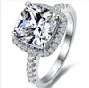 Hete verkoop Topmerkstijl 3-karaats prinses geslepen kussenvorm SONA Synthetische diamanten verlovings- of trouwring Beste jubileumcadeau