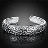 Yhamni Classic Real 925 Sterling Silver Armband Bangles For Women Fashion Charm smycken Öppna manschett Bangle B1441000800
