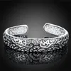 Yhamni Classic Real 925 Sterling Silver Bracelets Bangles For Women Fashion Charm Jewelry Open Cuff Bangle B144313P