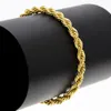 Bracciale Hip Hop placcato oro argento Articoli alla moda Catena a corda da 6,5 mm 22 cm per gioielli da uomo
