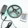 DHL Gratis verzending LED Strips 5 M Set 3528SMD 60LED LED Strip Licht Waterdicht 24 Toetsen IR Afstandsbediening Voedingsadapter Wit / Rood / RGB