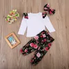 Newest Baby Clothes Set Kids Girl Outfits Floral Long Sleeve T-shirt+Flower Pants+Headband 3Pcs Baby Girl Clothes Sets Spring Autumn