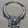 Victoria Wieck Gioielli di lusso Taglio rotondo 9mm Topazio bianco Argento sterling 925 Diamante simulato CZ Pietre preziose Fede nuziale Anello regalo Taglia 5-11