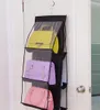 New Arrive 6 Pockets Hanging Storage Bag Purse Handbag Tote Bag Storage Organizer Closet Rack Hangers 4 Color