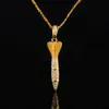 18k Silver Gold Plated Arrow Pendant Hip Hop Iced Out Bling Rhinestone Fashion Punk Rocket Pendant Necklace Men Jewelry