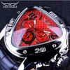 Jaragar 2024 Sport Racing Series Red Fashion Dial حزام جلدي أصلي رجال من الذكور الساعات المعصم أعلى العلامة التجارية الفاخرة أوتوماتيكية ساعة