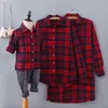 Moeder en dochter kleding familie matching vader baby plaid shirt meisjes uitloper jongens jas kinderen leisure casual katoen outfit qzsz003