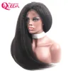 Kinky Straight Glueless Lace Front Wigs för svarta kvinnor med baby hår Virgin Mänskliga Hår Italienska Yaki Paryk Blekt Knots