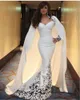 2019 Dubaï Style avec Cape Mermaid Robes de soirée APPLIQUES À MANGARDE LONGE LE PRÉDIGE TRAIN SPEAU SPECIAL SPÉCIALE ROBLE PROM DRE5248910