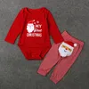 2 Estilos Conjuntos de Natal Do Bebê Moda Bebê Natal Santa Macacão de Manga Longa + Calça Listrada 2 Pcs Terno de Natal Veados Bodysuit Recém-nascido Set