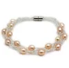 5-6mm Pure Natural Fresh Water Oyster Pearls Bransoletka 3 Layer Pearl Jewelry z bransoletką z perłą magnetyczną