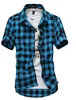 Camicie a maniche corte da uomo classico plaid all'ingrosso-estate, camicie da uomo casual in cotone, freeshipping da China Post Air Mail, M-XXXL,