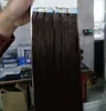 Nastro in PU di grado 7a nelle extension brasiliane di capelli umani Nastro dritto di colore marrone nelle extension Confezione da 40 pezzi di trama di pelle remy