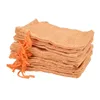 9x12cm Anpassad Faux Jute Drawstring Smycken Väskor Småpåsar Burlap Orange Blank Linne Tyg Presentförpackning Väskor Hessian Väska Till Salu