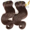Grade 8A Brazilian Body Wave Colored Human Hair Weft Brown #4 Wavy Human Hair Weaves Free Shipping Bella Hair Extensions