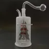 Glass pipes Glass bubbler Glass glass oil rig Glass bongs Double Transparent Christmas tree JH052-10mm