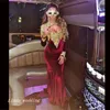 2019 Burgundia Czerwony Z Długim Rękawem Prom Dress Sexy Dubaj Kaftan Backless Specjalne okazje Dress Party Dress Plus Size Vestido de Festa Longo