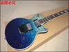 Nueva guitarra eléctrica azul CUSTOM SHOP, diapasón de palisandro, hardware Chrome foto real eléctrico, guitarra real de caoba fotos reales