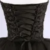 Vestido de dama de honra curta de renda com miçangas de miçangas preto Vestido de festa na altura do joelho de 2019 Lace Up Fast 2501941