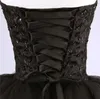 Chérie Perlée Dentelle Tulle Courte Robe De Demoiselle D'honneur Noir 2019 Longueur Genou Robe De Soirée À Lacets Rapide 1085504