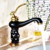 Bathroom Basin Gold Faucet Brass with Diamond Crystal Body Tap New Luxury Single Handle Hot And Cold Tap Free Shipping 7301K