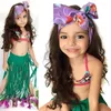 PrettyBaby Kids Girls Bikini Baddräkt Sol-Top + Byxor + TASSEL Kjol 3 st Set Passar Flickor Mermaid Swimming Bath Wear PT0390 # MI