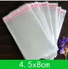 1000 pcs / lote Bolsa de Jóias (4.5x8cm) com selo autoadesivo Clear OPP Poly Sacos para atacado