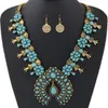 Bohemian Jewelry Sets For Women Vintage African Beads Jewelry Set Turquoise Coin Statement Necklace Earrings Set Fashion Jewelry