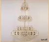 Golden Crystal Chandelier American Modern Chandeliers Lights Fixture Villa Home Inomhusbelysning Hotel Hall Lobby Parlor Long LED Hang Lamps