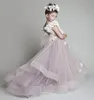 Flower Girl Dresses For Weddings New Tulle Ruffled Handmade Flowers One shoulder Pageant Dresses For Little Girls Glitz Kids Prom Dresses