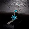 2015 nouvelle mode Sexy Wome Turquois corps Piercing charmant bijoux diamant fleur ongles nombril anneau danse du ventre bijoux ventre anneau nombril ongles