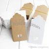 Gratis verzending! 100PS Bruin 9.5cm Rechthoek Kraft Tags met Twine Strings Gunst Gift Tags Wedding Party Favors Supply Gift Cards