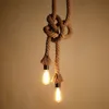 Vintage Rope Hemp Ceiling Pendant Lights Retro Industrial Loft Bar Hemp Rope Lamp Fixtures Lamparas Colgantes Luminaria Luz