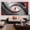 Arte fatta a mano nero rosso grandi dipinti ad olio astratti moderni set su tela per soggiorno 1 pz / set
